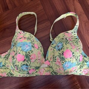 Cacique Floral Bra - Pink, Blue, and Green